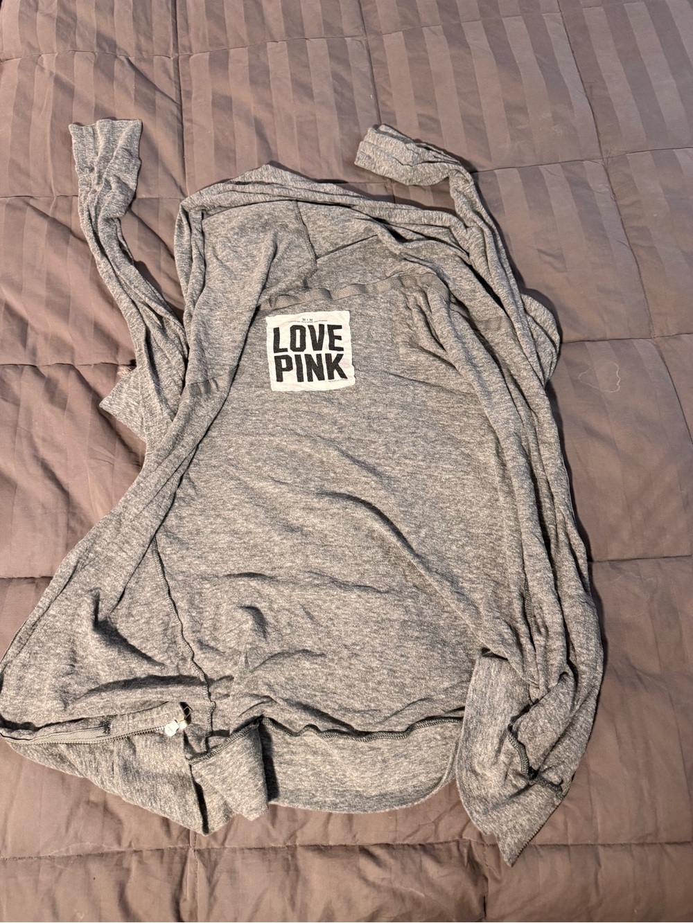 PINK Victoria's Secret Gray 'LOVE PINK' Long Sleeve Top